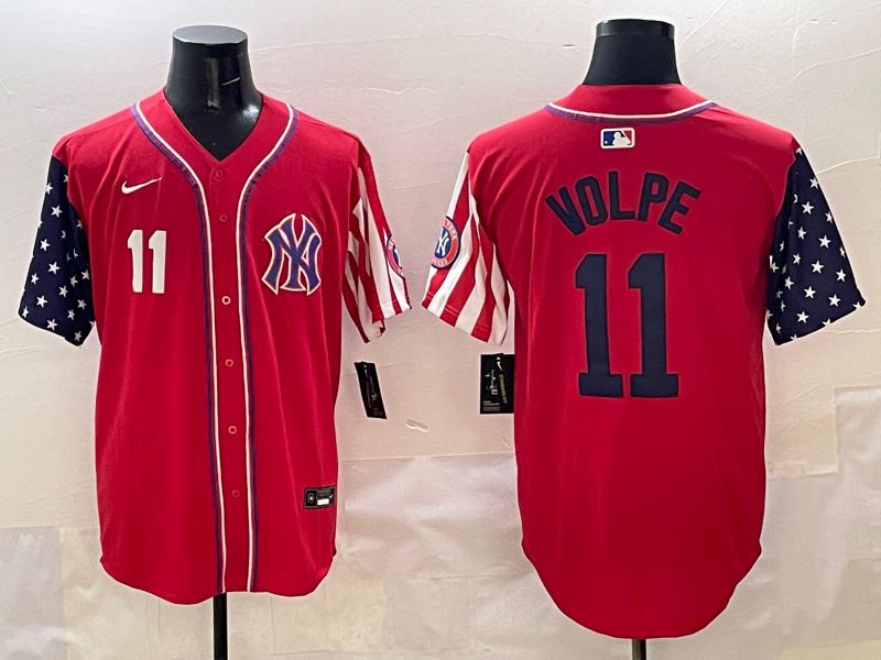 Men New York Yankees #11 Volpe Red a generation of national flags Jointly Name 2025 Nike MLB Jersey style 2